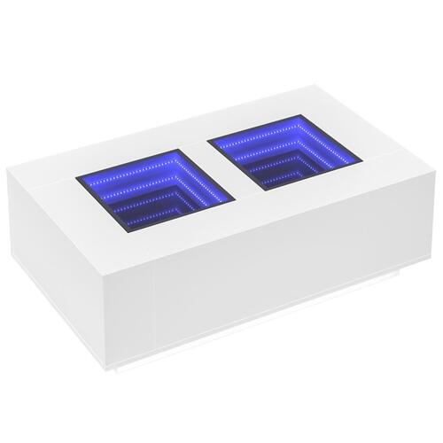 Sofabord med Infinity LED-lys 116x69x40 cm hvid