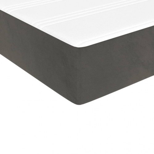 Springmadras med pocketfjedre medium 140x220x20 cm fløjl mørkegrå