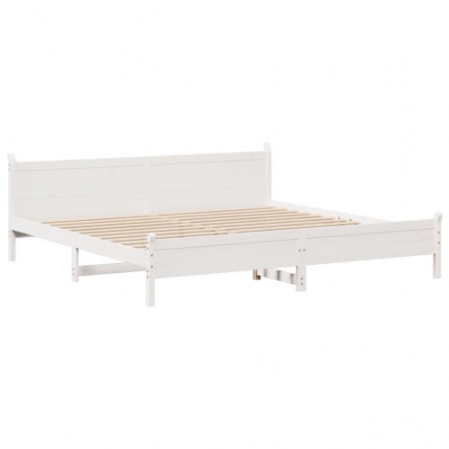 Sengeramme 200 x 200 cm i massivt fyrretræ - hvid