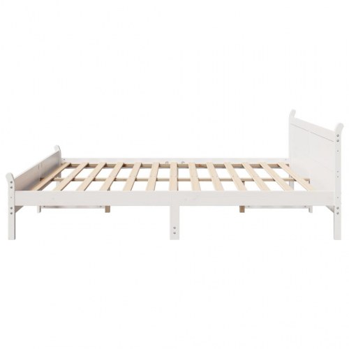 Sengeramme 200 x 200 cm i massivt fyrretræ - hvid