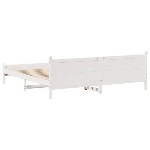 Sengeramme 200 x 200 cm i massivt fyrretræ - hvid
