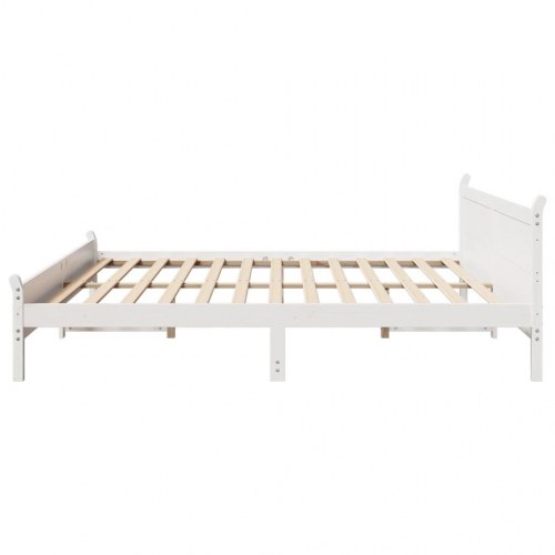 Sengeramme 200 x 200 cm i massivt fyrretræ - hvid