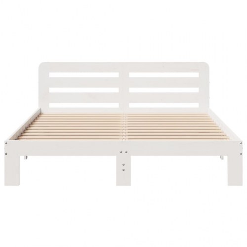 Sengeramme uden madras 150 x 200 cm i massivt fyrretræ - hvid