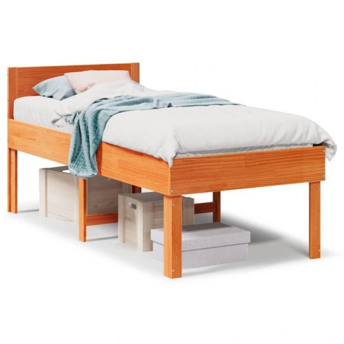 Sengeramme uden madras 75x190 cm massivt fyrretræ gyldenbrun