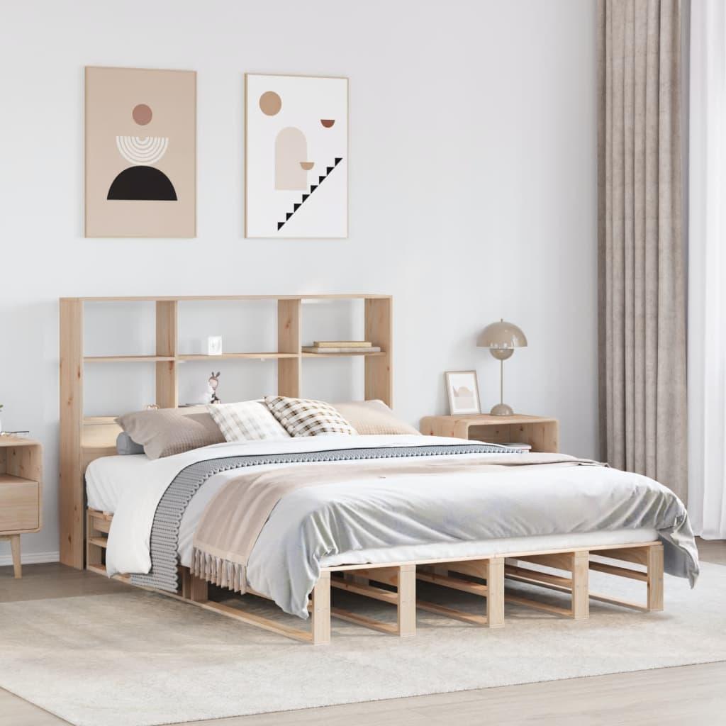 Seng med reol uden madras 120x190 cm massivt træ