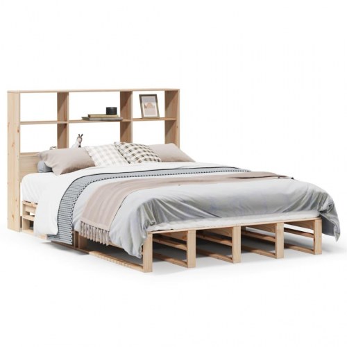 Seng med reol uden madras 120x190 cm massivt træ