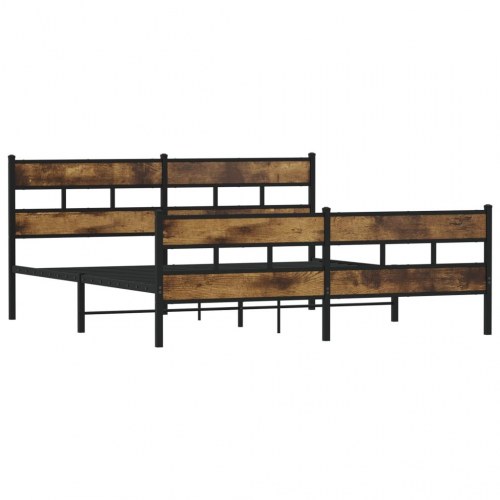 Sengeramme 193 x 203 cm i metal - røget egetræsfarve