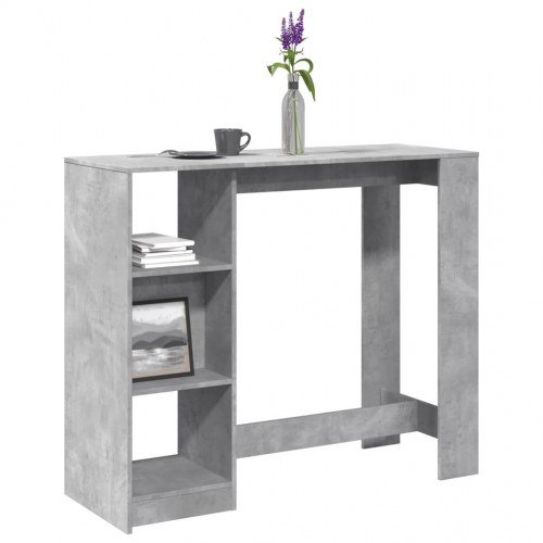 Barbord med hylde - betongrå, 124 x 46 x 103,5 cm