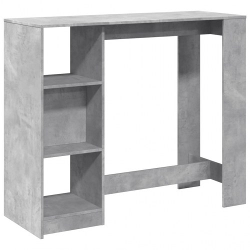 Barbord med hylde - betongrå, 124 x 46 x 103,5 cm