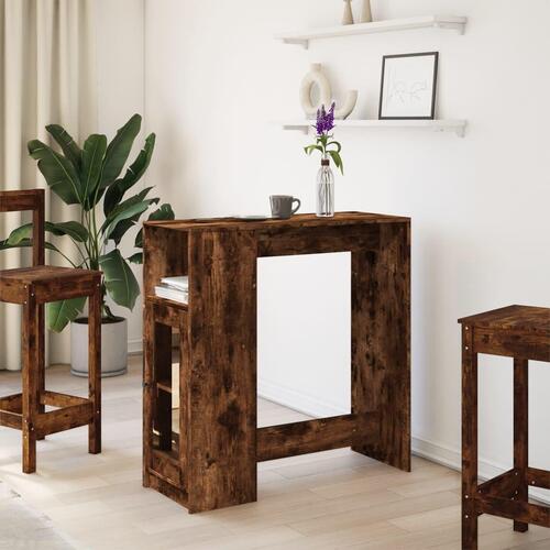 Barbord med stativer 101x40x103,5 cm konstrueret træ røget eg