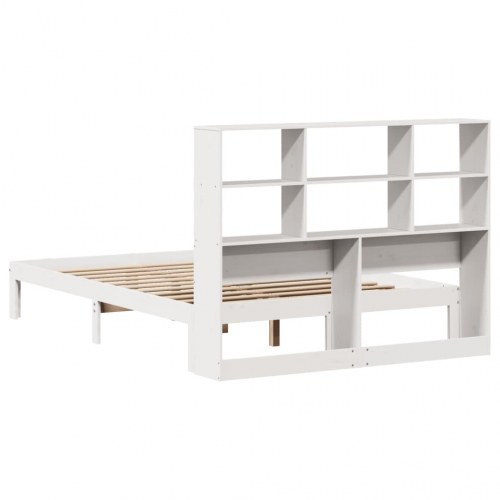 Seng med reol uden madras 120x190 cm massivt fyrretræ hvid