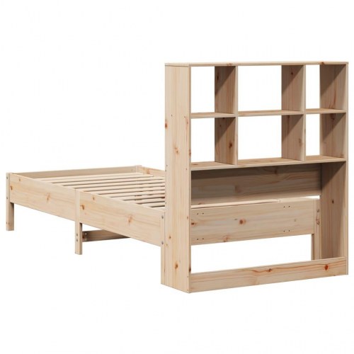 Seng med reol uden madras 75x190 cm massivt fyrretræ