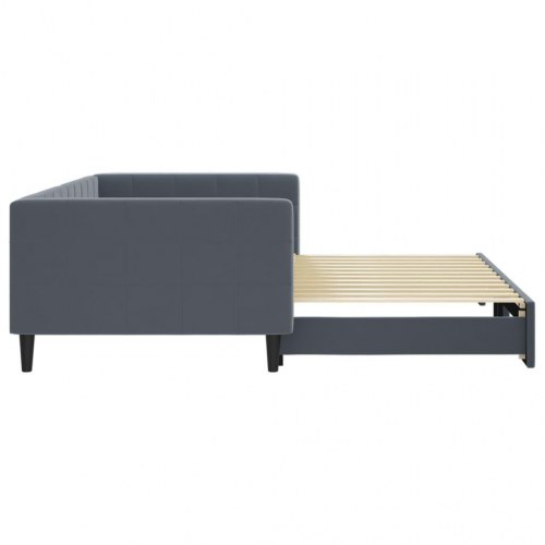 Daybed med udtræk 100 x 200 cm i velour - mørkegrå