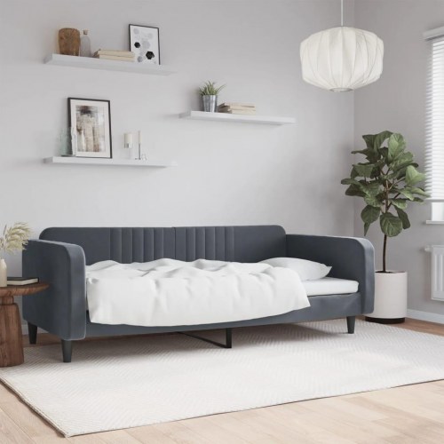 Daybed 100×200 cm i velour - mørkegrå sovesofa