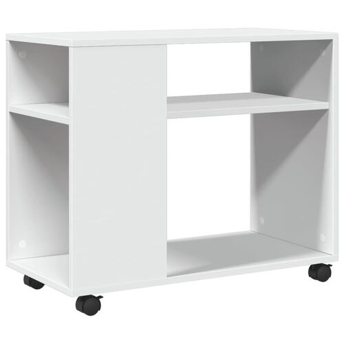 Sidebord med hjul 70x35x60 cm konstrueret træ hvid