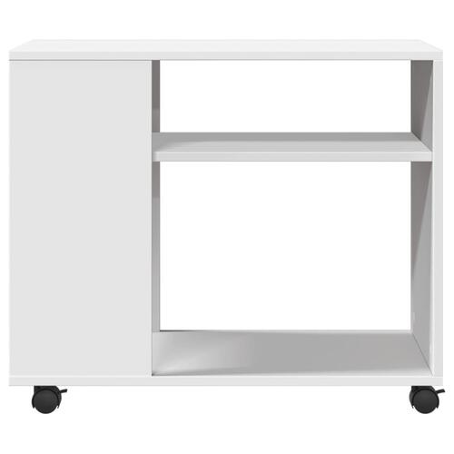 Sidebord med hjul 70x35x60 cm konstrueret træ hvid