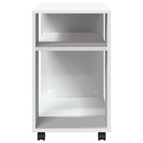 Sidebord med hjul 70x35x60 cm konstrueret træ hvid