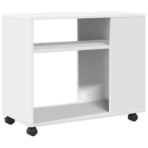 Sidebord med hjul 70x35x60 cm konstrueret træ hvid