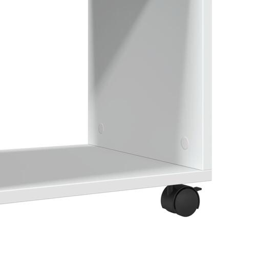 Sidebord med hjul 70x35x60 cm konstrueret træ hvid