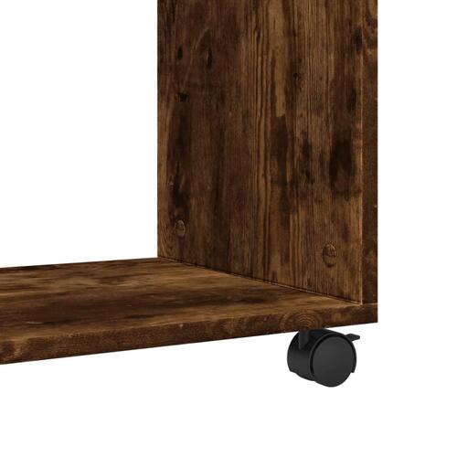 Sidebord med hjul 70x35x60 cm konstrueret træ røget egetræ