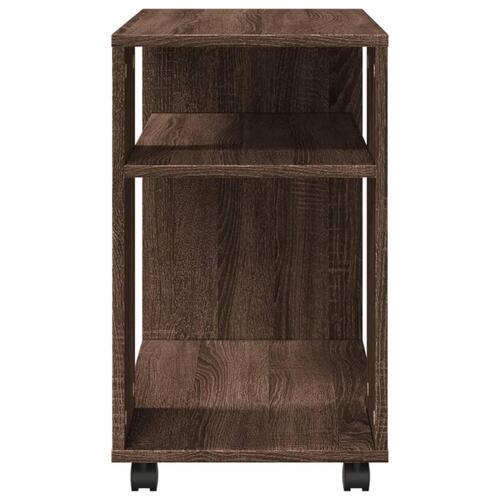 Sidebord med hjul 70x35x60 cm konstrueret træ brunt egetræ