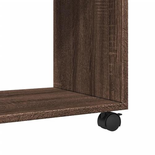 Sidebord med hjul 70x35x60 cm konstrueret træ brunt egetræ