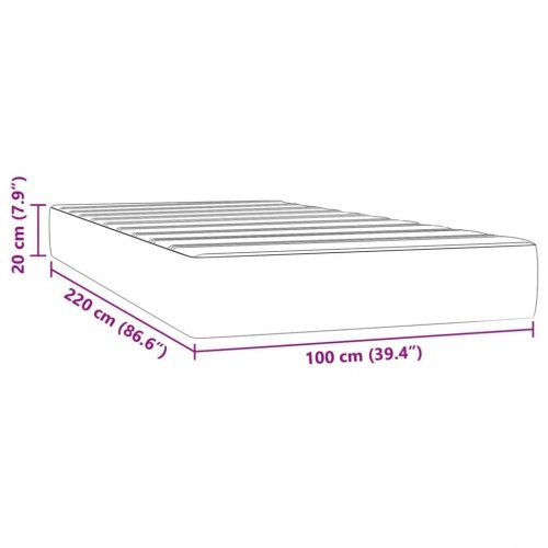 Springmadras med pocketfjedre - medium 100×220×20 cm, fløjl lyserød