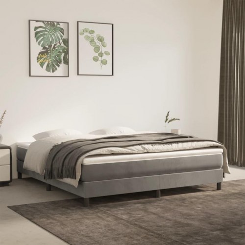 Springmadras med pocketfjedre - medium 160×220×20 cm, fløjl lysegrå
