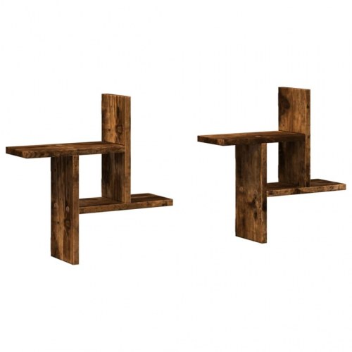 Væghylder 2 stk. 38×12×38 cm i konstrueret træ - røget egetræ