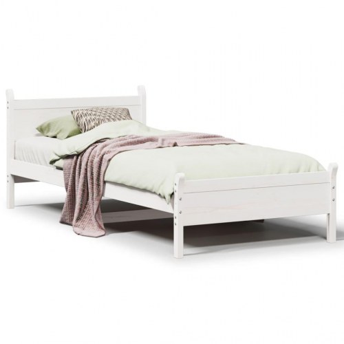 Sengeramme uden madras 75x190 cm massivt fyrretræ hvid