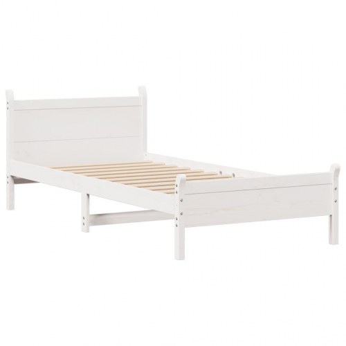 Sengeramme uden madras 75x190 cm massivt fyrretræ hvid