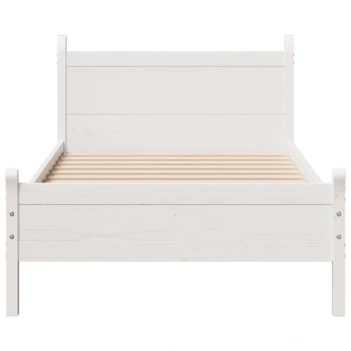 Sengeramme uden madras 75x190 cm massivt fyrretræ hvid