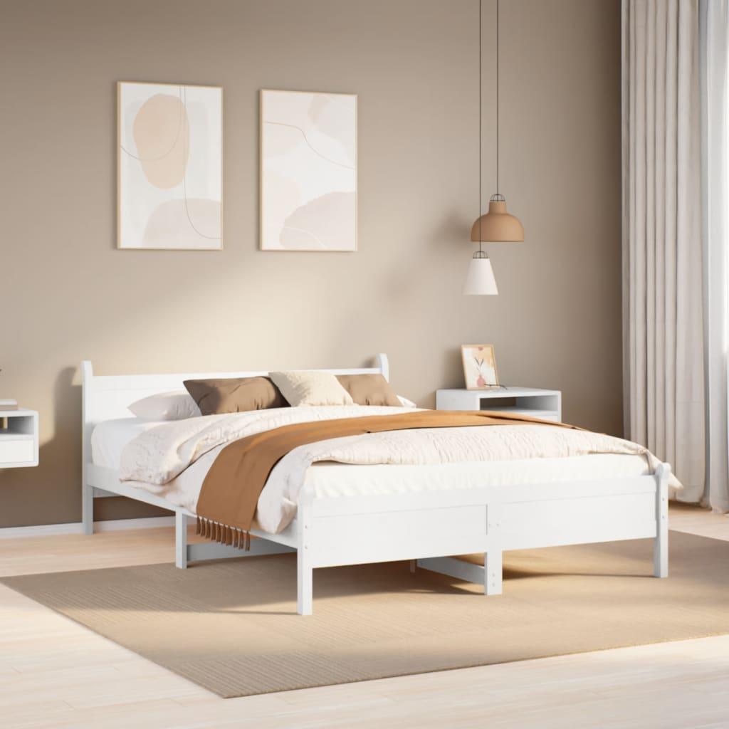 Sengeramme uden madras 140x200 cm massivt fyrretræ hvid