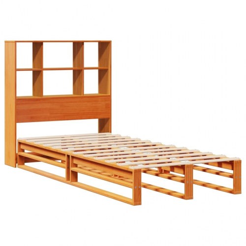 Seng med reolgavl uden madras 100 x 200 cm - gyldenbrun