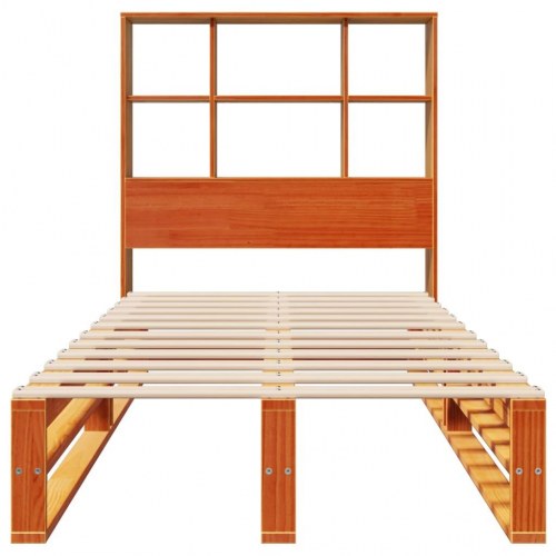 Seng med reolgavl uden madras 100 x 200 cm - gyldenbrun