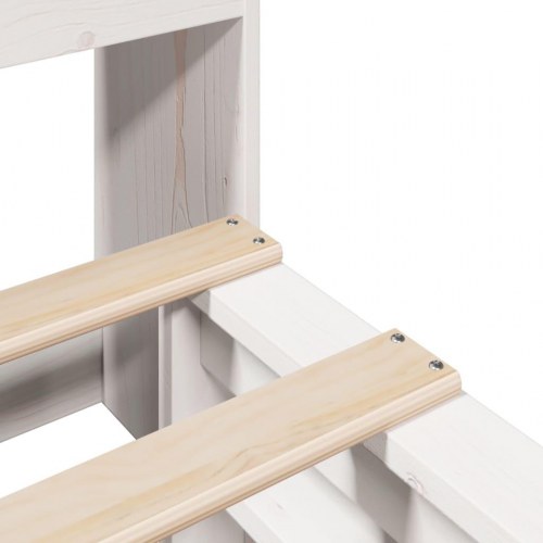 Seng med reol uden madras 140x200 cm massivt træ hvid