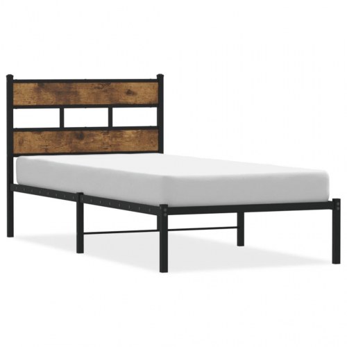 Sengeramme uden madras 107 x 203 cm - sort/røget egetræsfarve