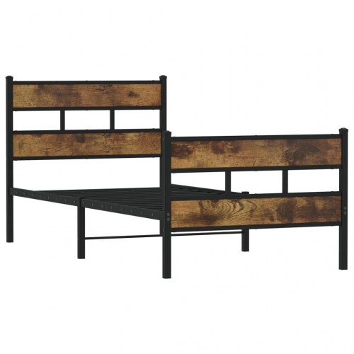 Sengeramme uden madras 75 x 190 cm - sort og røget egetræsfarve