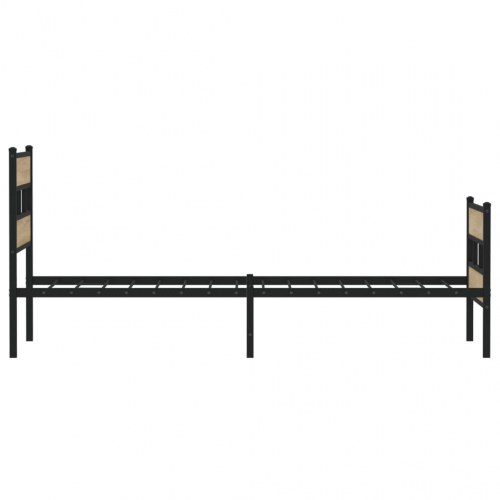 Sengeramme 90x200 cm i metal - sort/sonoma-eg