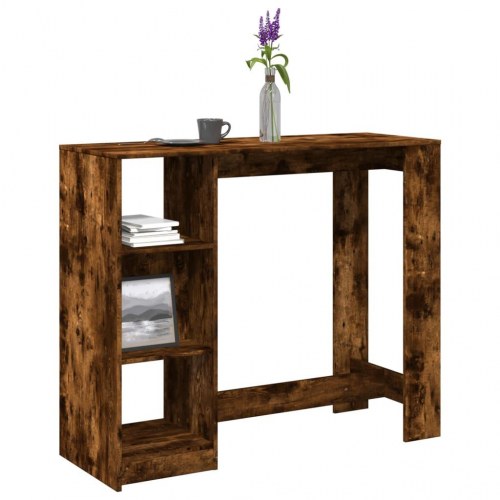 Barbord med hylde 124 x 46 x 103,5 cm - røget egetræ