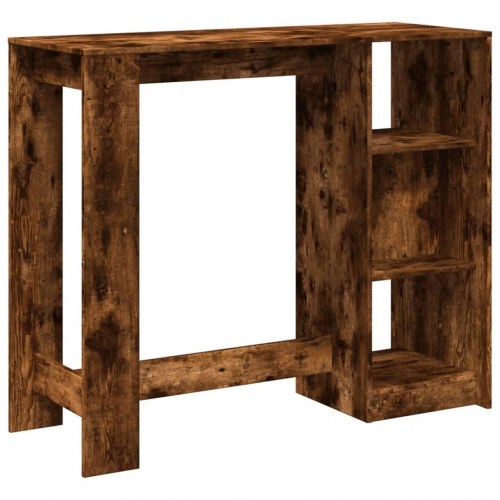Barbord med hylde 124 x 46 x 103,5 cm - røget egetræ