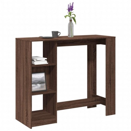 Barbord med hylde 124 x 46 x 103,5 cm - brun egetræ