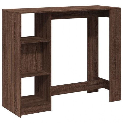 Barbord med hylde 124 x 46 x 103,5 cm - brun egetræ