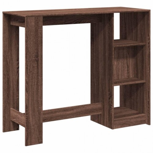 Barbord med hylde 124 x 46 x 103,5 cm - brun egetræ