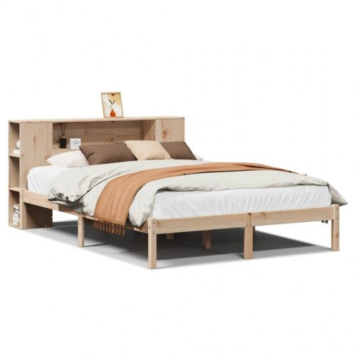 Seng med reol uden madras 120x190 cm massivt fyrretræ