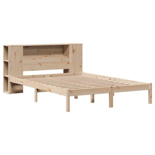 Seng med reol uden madras 120x190 cm massivt fyrretræ