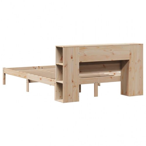 Seng med reol uden madras 120x190 cm massivt fyrretræ