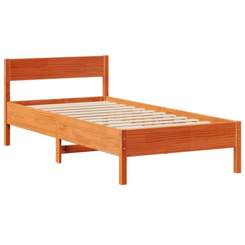 Sengeramme med bogreol 75 x 190 cm - gyldenbrun