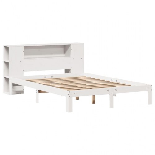 Sengeramme med reolgavl uden madras 140 x 190 cm - hvid