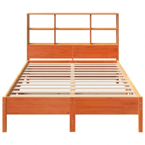 Sengeramme med reolgavl 150 x 200 cm - gyldenbrun